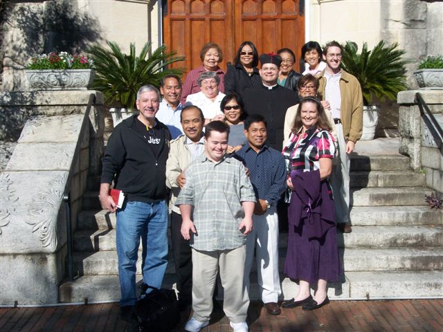 Legionaires from Little Flower and St. Stephen outside the Church