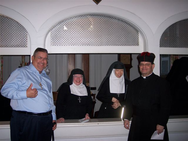 Bill Polokiewicz and R. Perez with Mother Rose Mary and Sr. Michelle 